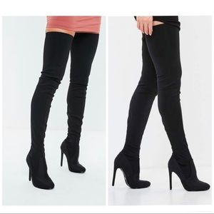 Missguided thigh high round toe stiletto boots